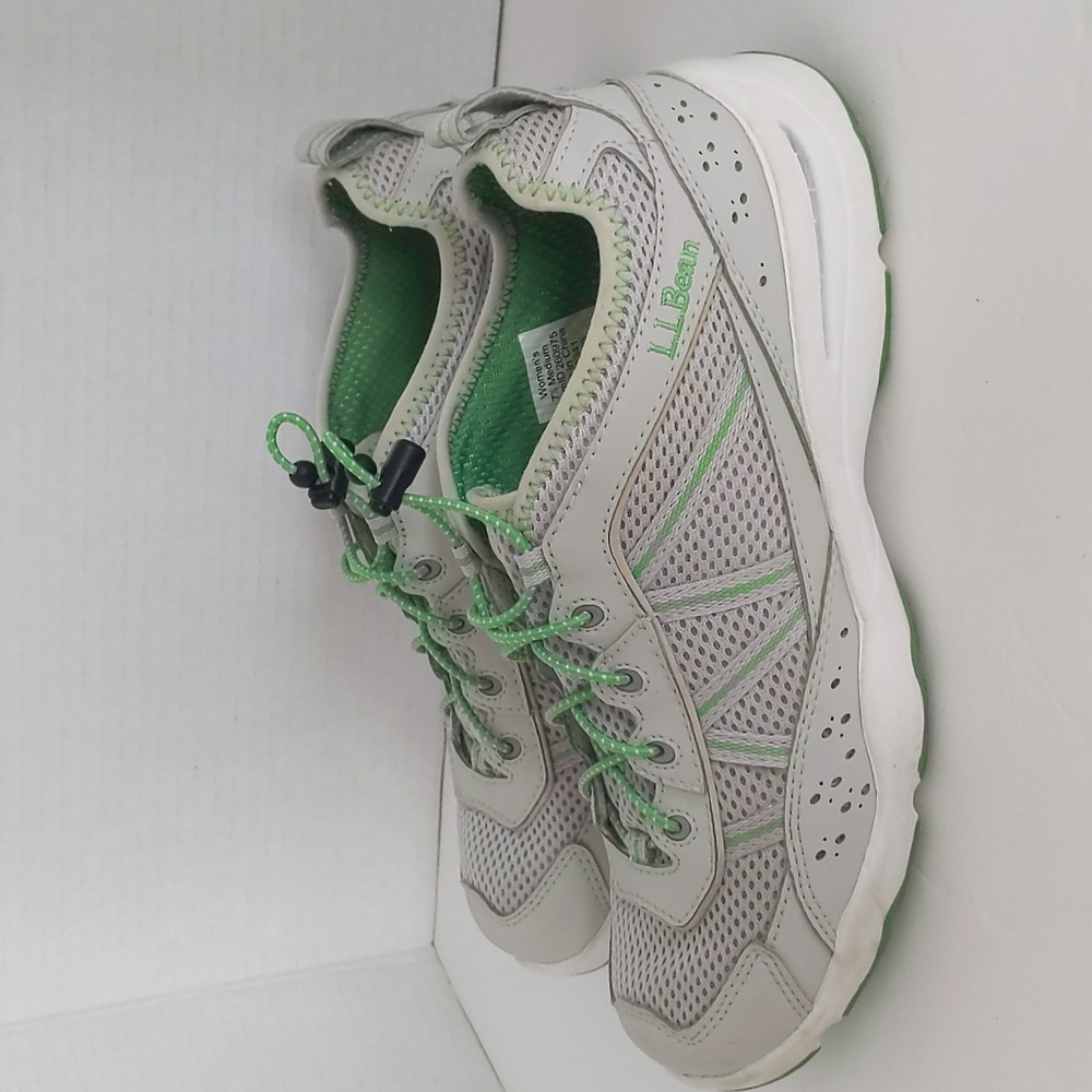L.L. Bean Mesh Water Sport Toggle Lace Athletic Sneaker 7.5M Gray Green